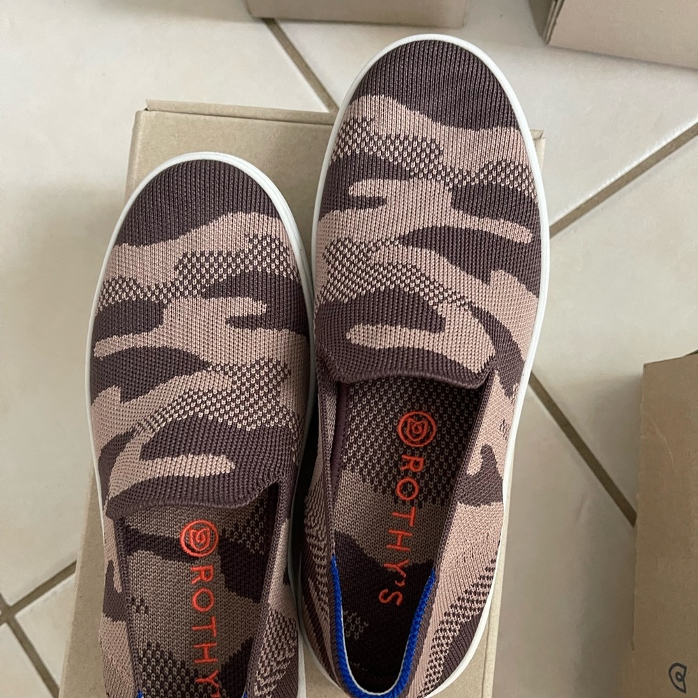 Rothys original. Taupe camo sneakers. Worn twice only.